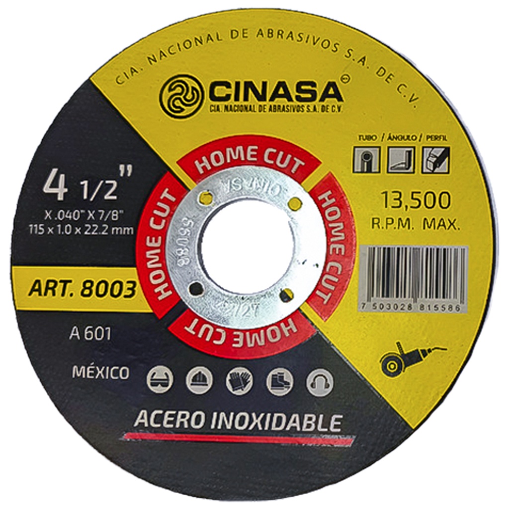CINASA- DISCO DE CORTE DE METAL 4 1/2" x.040 x 7/8" 115X1.0X22.2