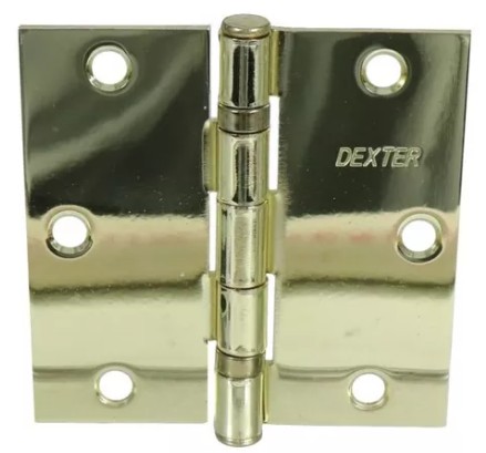 DEXTER 7221 BISAGRA CON BALERO PERNO SUELTO 3.5x3.5 2.2mm CABEZA PLANA LATON BRILLANTE