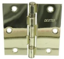 DEXTER 7221 BISAGRA CON BALERO PERNO SUELTO 3.5x3.5 2.2mm CABEZA PLANA LATON BRILLANTE
