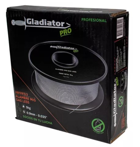 GLADIADOR A8/09/5/3 MICROALAMBRE FLUX CORE AUTOPROTEGIDO MIG GAS LESS 5KG 0.9MM