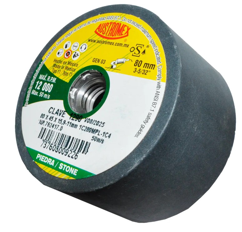 AUSTROMEX 1290 COPA ABRASIVA SHELLAC 80X45X15.9-11 MM PULIDO DE CARBURO DE SILICIO GRANO 280