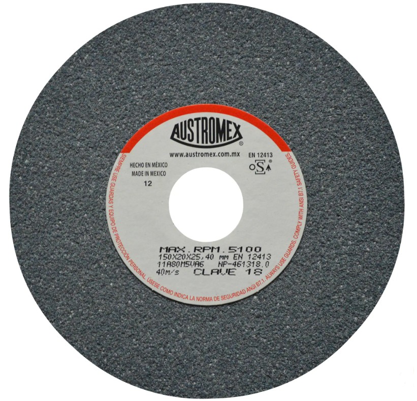 AUSTROMEX 18 RUEDA ABRASIVA ESMERILAR ACERO 150X20X25.40 MM