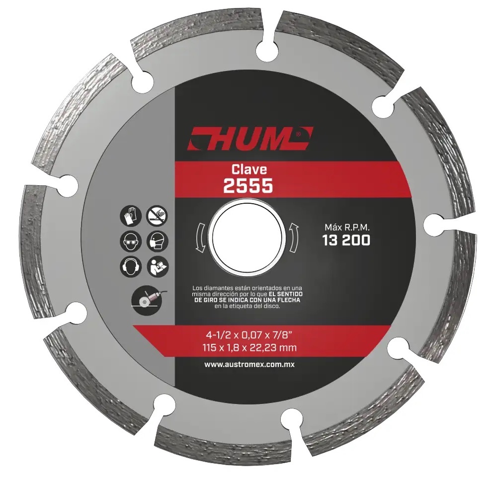 DISCO 2555 DIAMANTE SEGMENTADO HUM 4 1/2 "