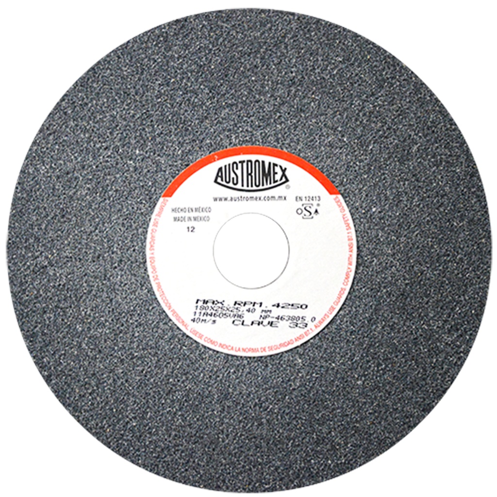 AUSTROMEX 33 RUEDA ABRASIVA ESMERILAR ACERO 180X25X25.40 MM