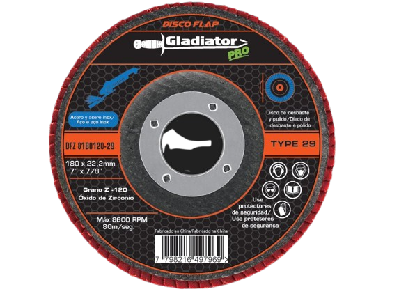 GLADIADOR DFZ818060/29 DISCO FLAP LAMINADO 7" PARA DESBASTE GRANO 60