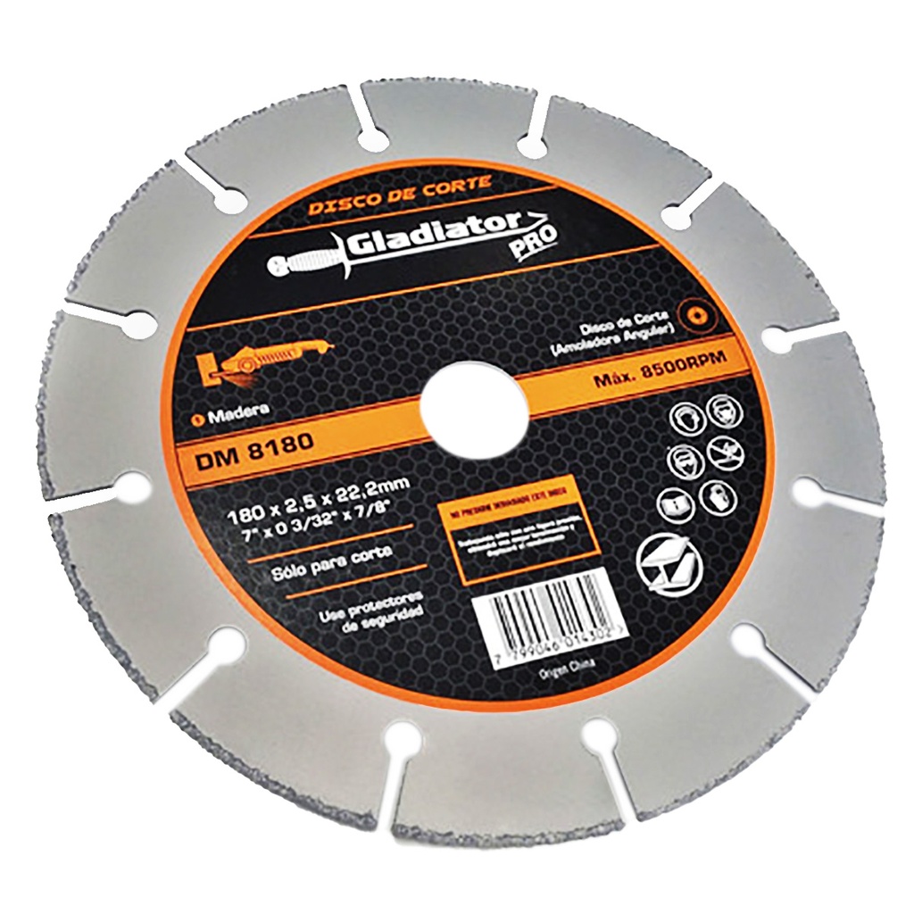 GLADIADOR DM8180 DISCO CORTE MADERA 7 X 1/16