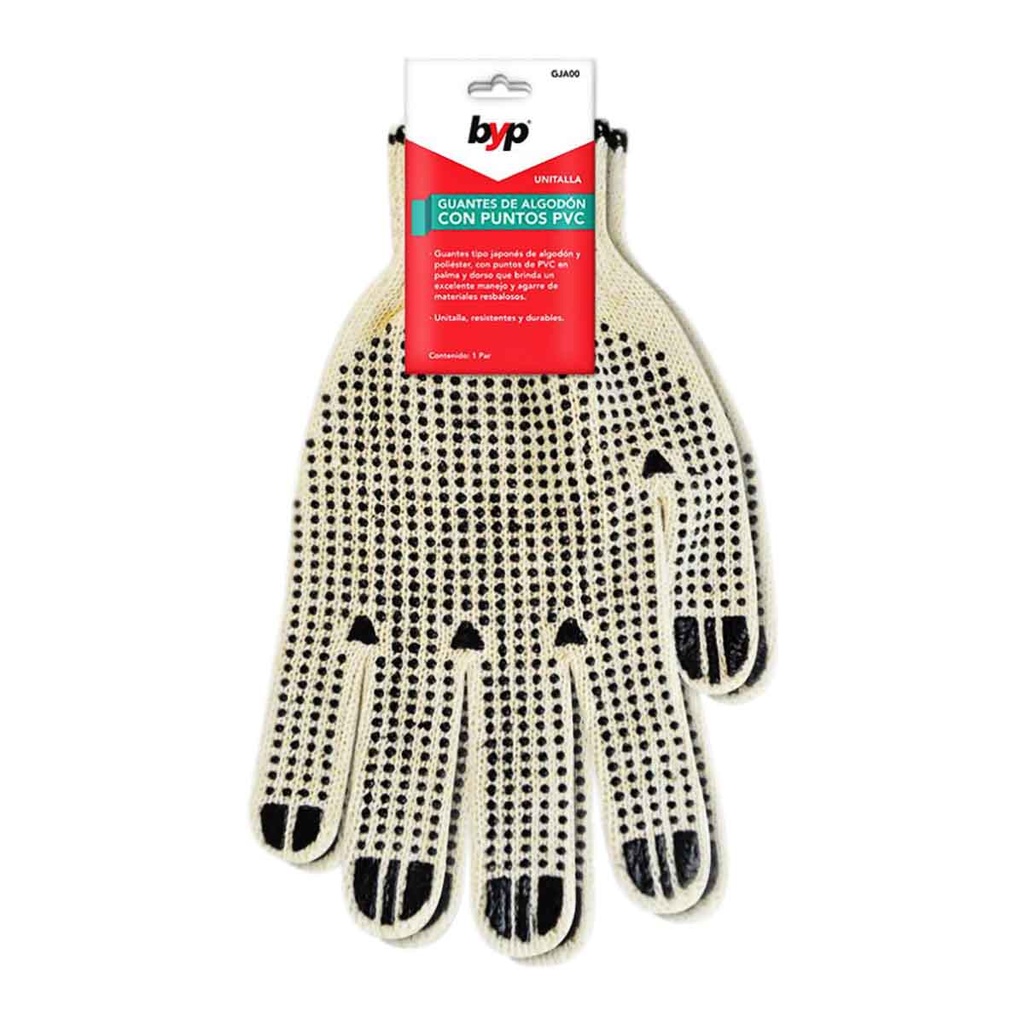 GUANTES BYP ALGODÓN CON PUNTOS PVC