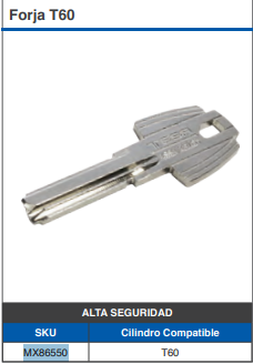 TESA MX86550 FORJA T60 ALTA SEGURIDAD