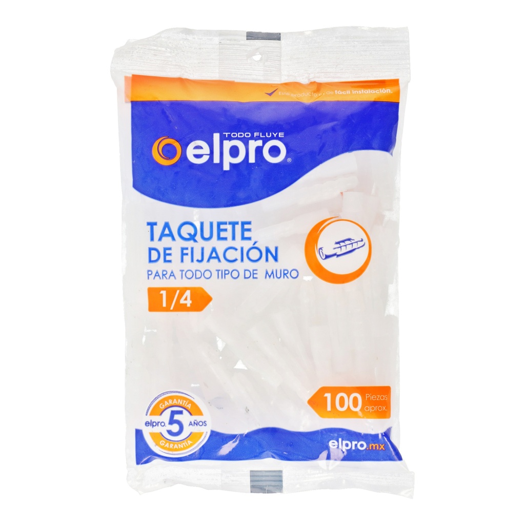 TAQUETE PLASTICO 1/4 (100 PZAS)