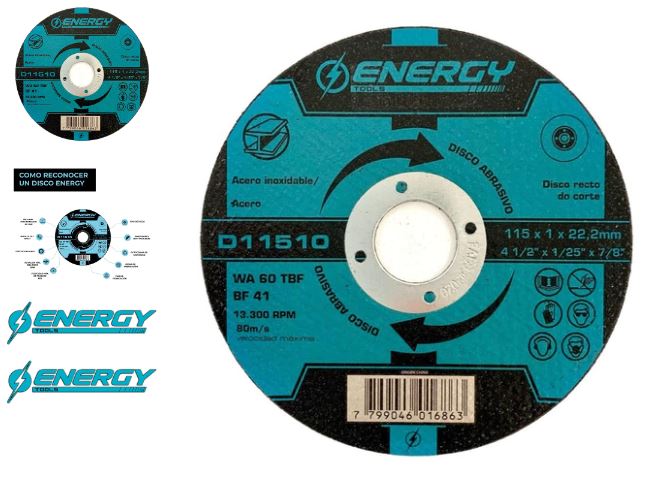 ENERGY D11512E DISCO DE CORTE ACERO INOXIDABLE 4 1/2 X 1 X 7/8
