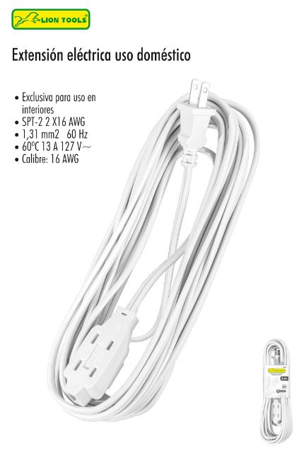 EXTENSIÓN ELECTRICA USO DOMESTICO 10M CALIBRE 16