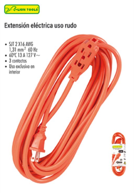 EXTENSIÓN ELECTRICA USO RUDO 6M CALIBRE 16  