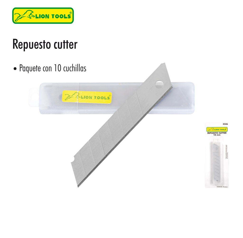 REPUESTO DE CUTTER 18MM (PAQUETE 10 PIEZAS)