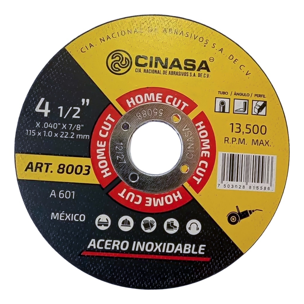CINASA 8003 DISCO CORTE METAL 4 1/2 x.040 x 7/8 (115X1.0X22.2)