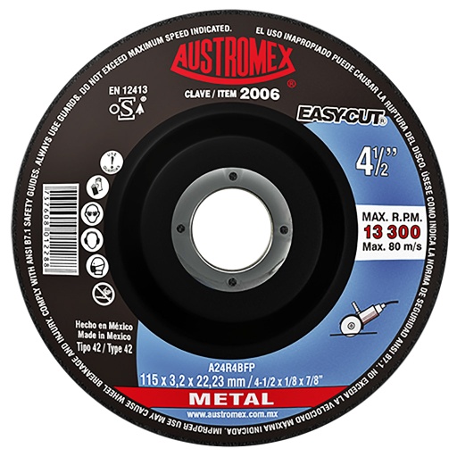 AUSTROMEX 2006 DISCO ABRASIVO CORTE METAL 4 1/2 X 1/8