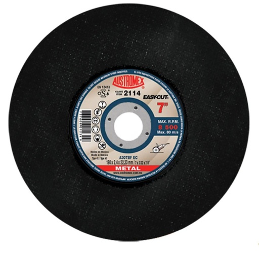 AUSTROMEX 2114 DISCO ABRASIVO CORTE METAL 180X2.4X22.23 MM