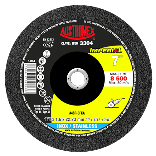 AUSTROMEX 3304 DISCO ABRASIVO CORTE INOXIDABLE 178X1.6X22.23 MM