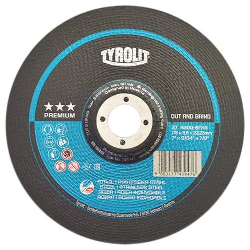AUSTROMEX 4221 DISCO ABRASIVO DESBASTE Y CORTE INOXIDABLE 178X3.5X22.23 MM
