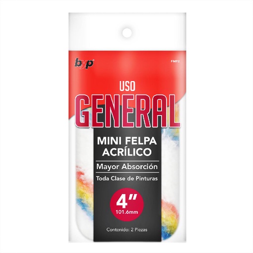 BYP FELPA 4" P/MINI ROD. ACRÍLICO 2 PACK