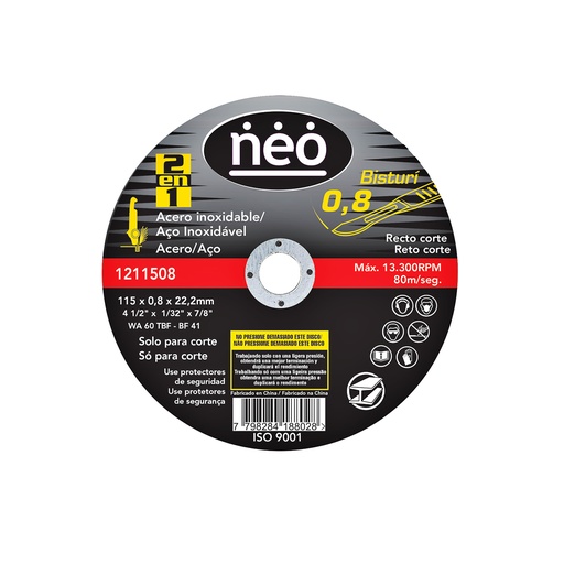 NEO 1218018 DISCO CORTE INOXIDABLE  7 X 5/64 FINO