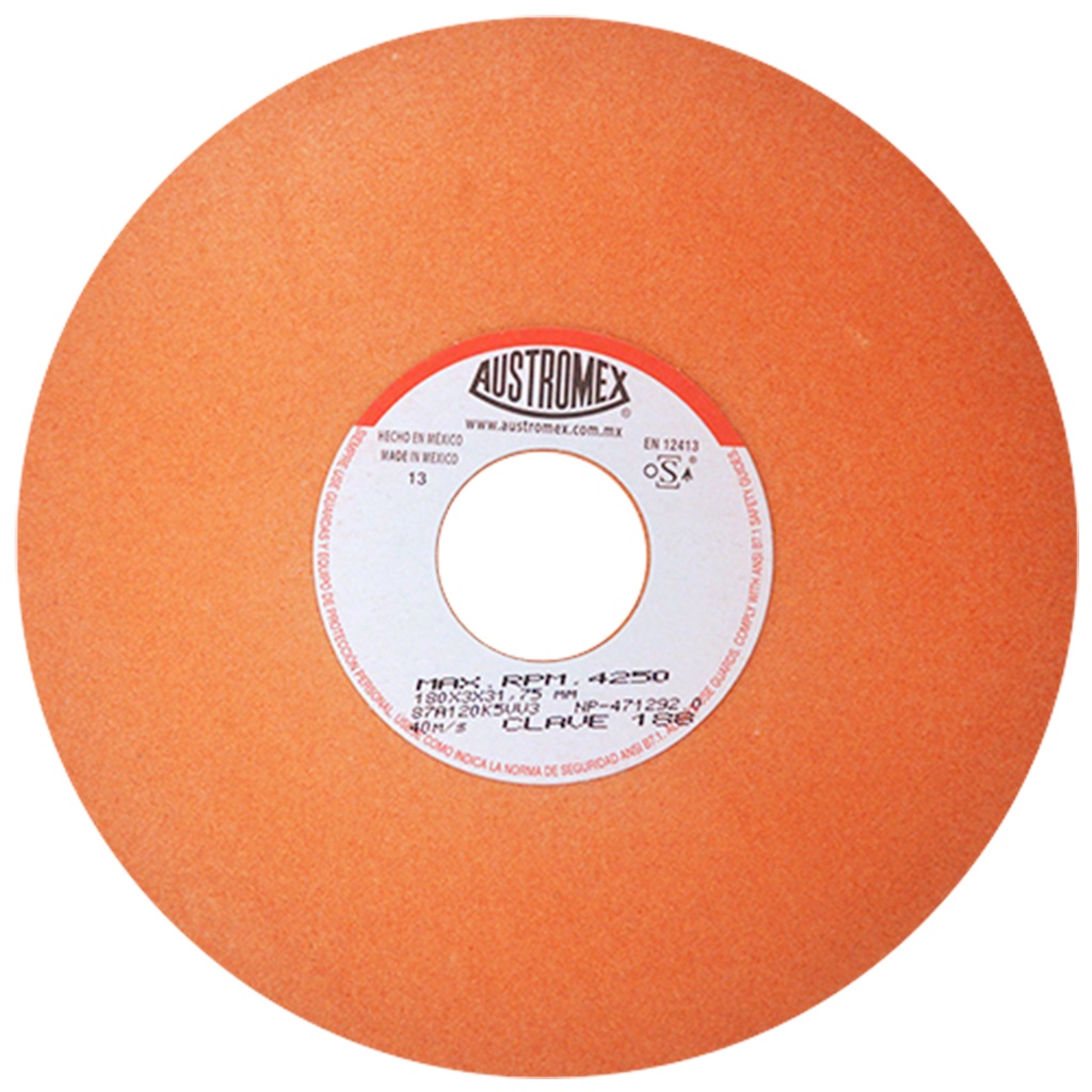 188 -Rueda naranja vitrificada 7" para esmerilado Grano 120